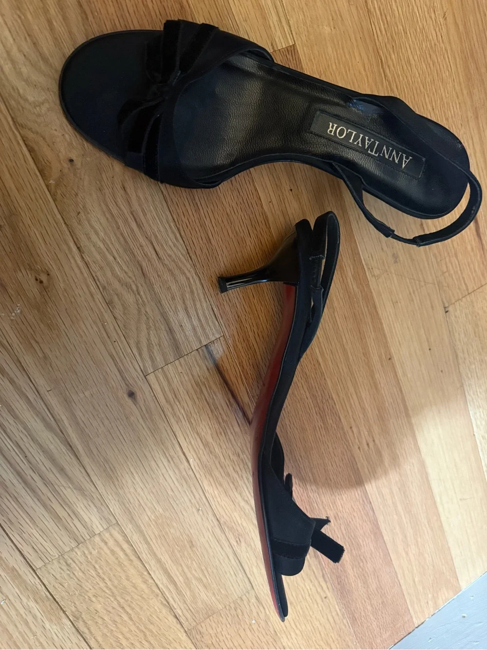 Ann Taylor Black Bow Slingback Sandals